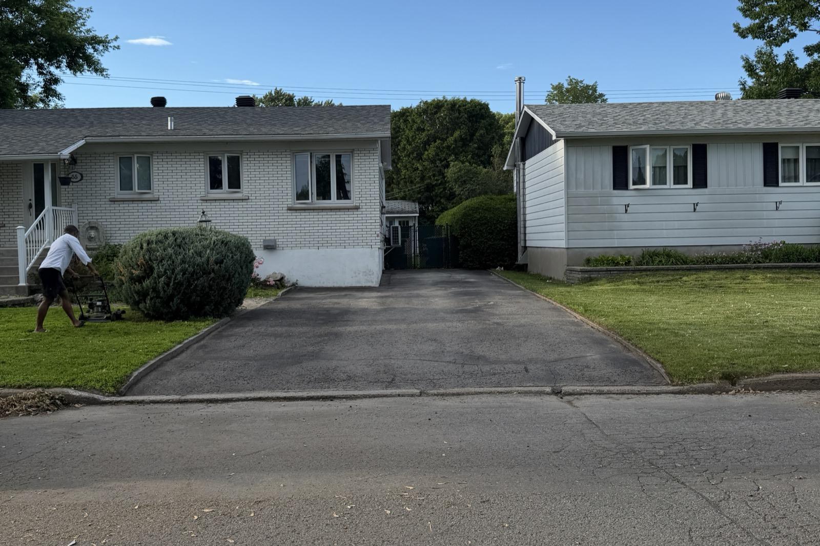 Asphalt sealcoating — residential driveway — Before